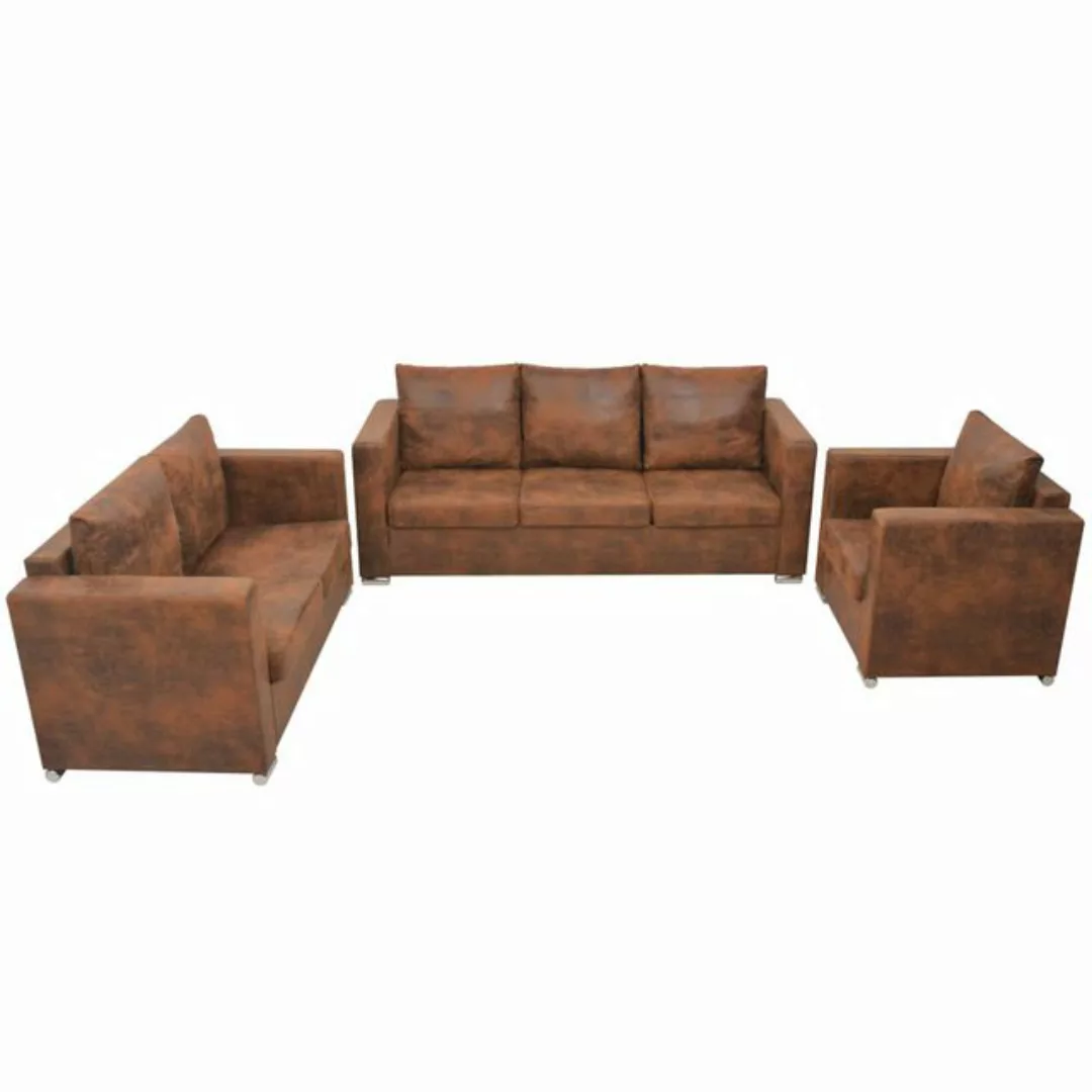 vidaXL Sofa Sofagarnitur 3-tlg. Künstliches Wildleder günstig online kaufen