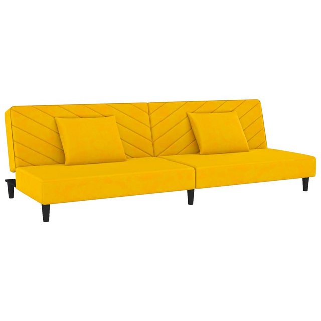 vidaXL Schlafsofa, Sofa 2-Sitzer mit 2 Kissen Gelb Samt günstig online kaufen