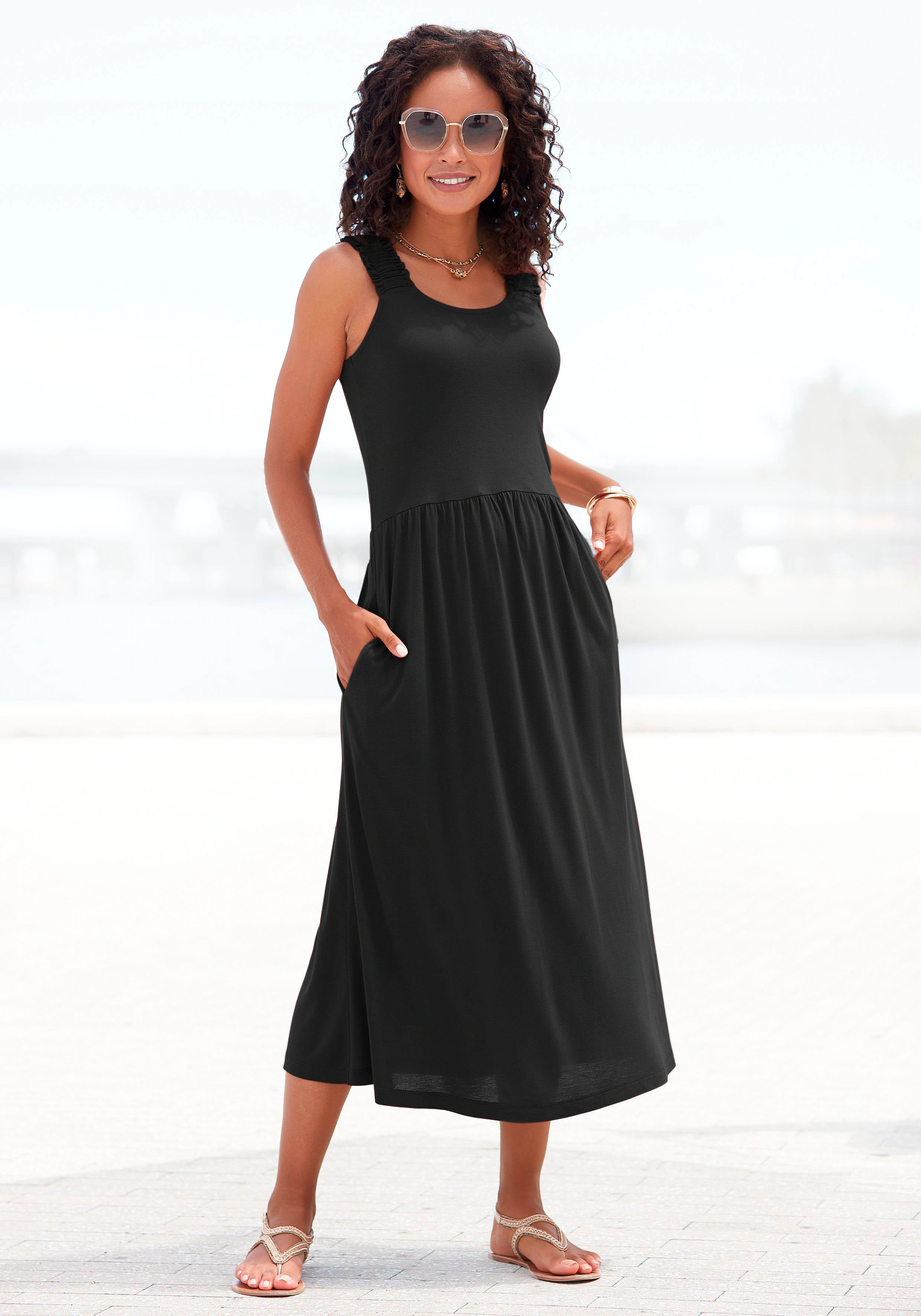 Beachtime Jerseykleid, mit Taschen, knielanges Sommerkleid, Strandkleid, Ba günstig online kaufen