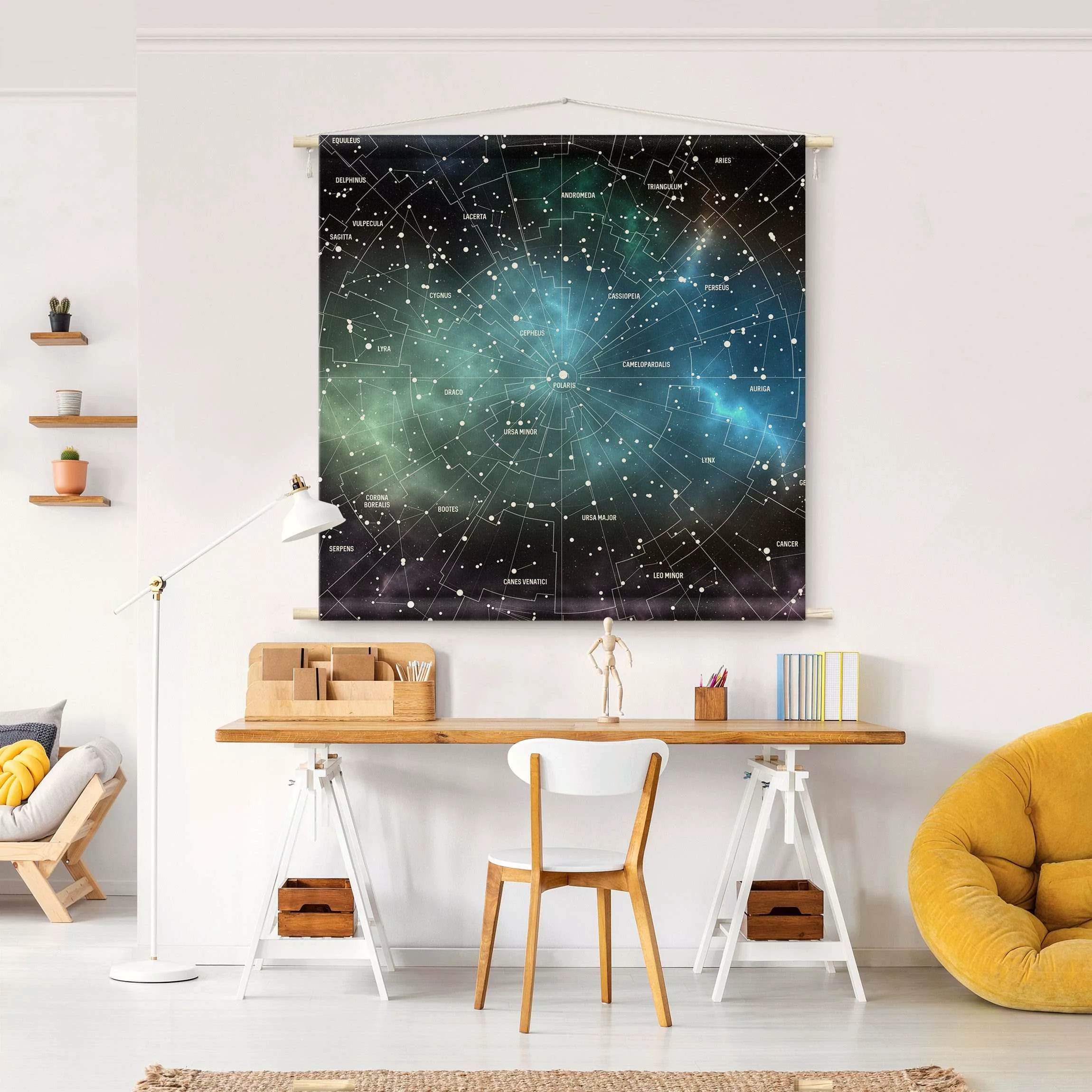 Wandteppich Sternbilder Karte Galaxienebel günstig online kaufen