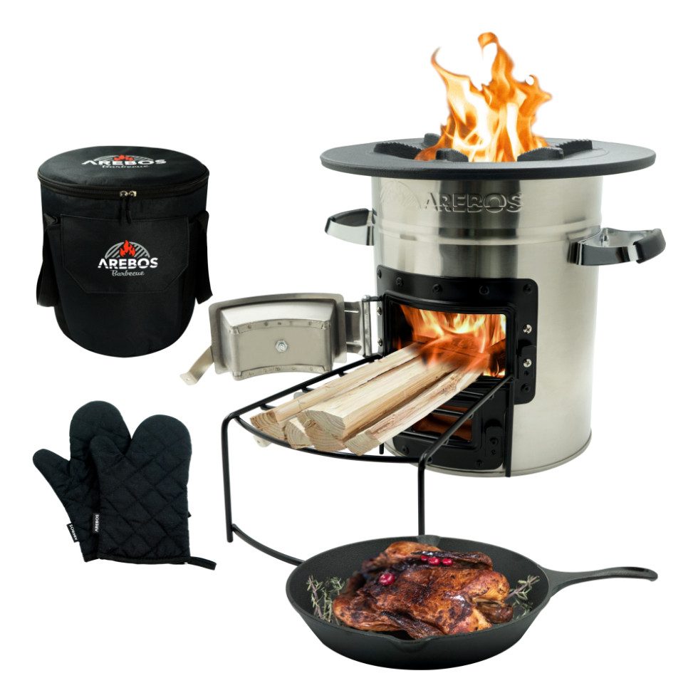 Arebos Feuerstelle Raketenofen inkl. Grillpfanne Dutch günstig online kaufen