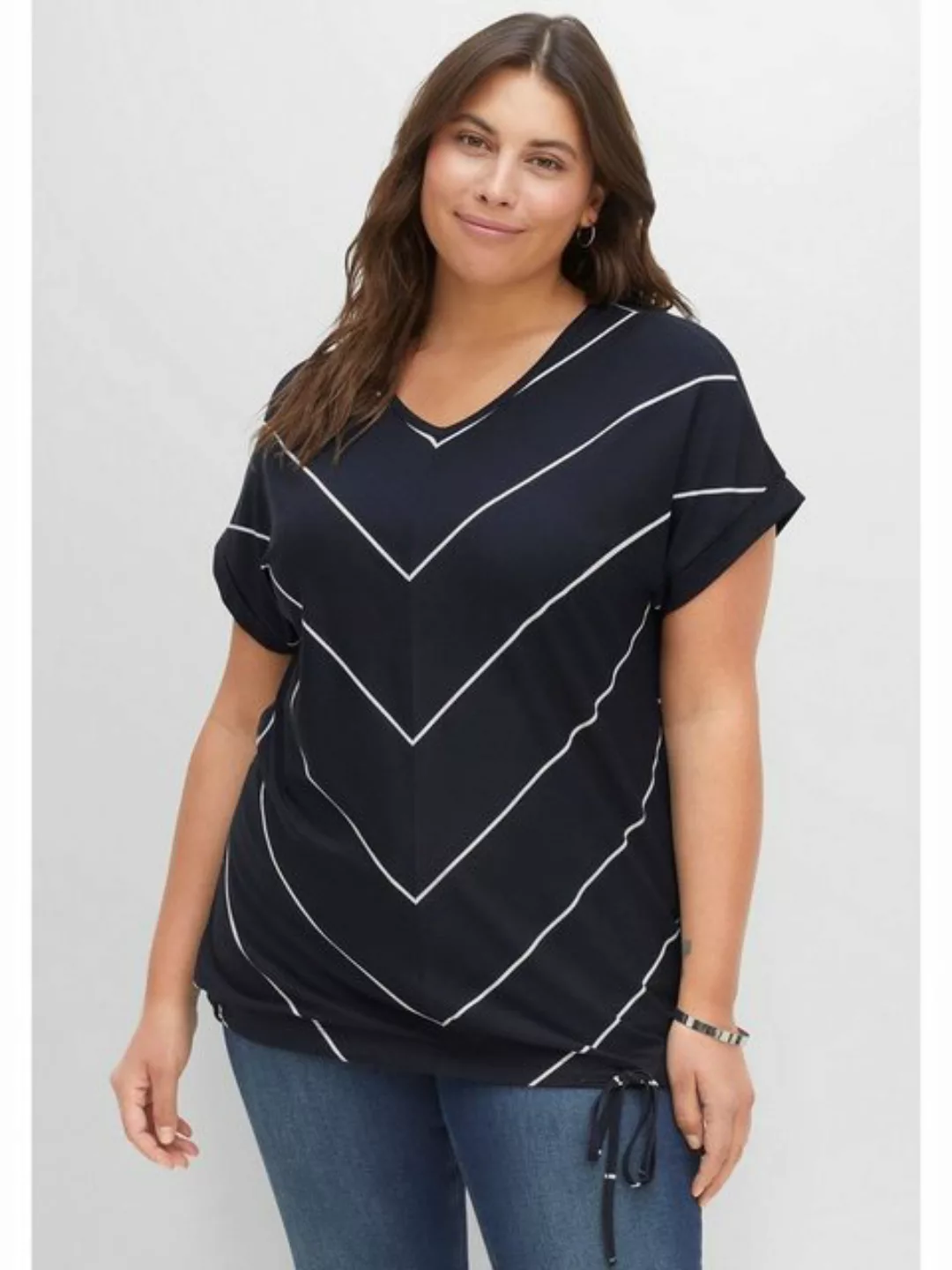 Sheego T-Shirt "Große Größen", mit Tunnelzug am Saum günstig online kaufen