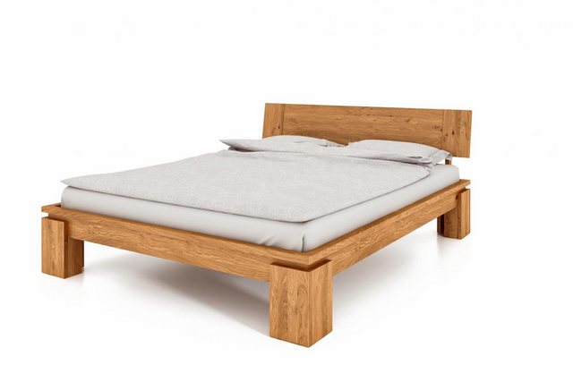 Natur24 Bett Bett Tinci 2 in 180x220cm Wildeiche massiv mit Holzkopfteil günstig online kaufen