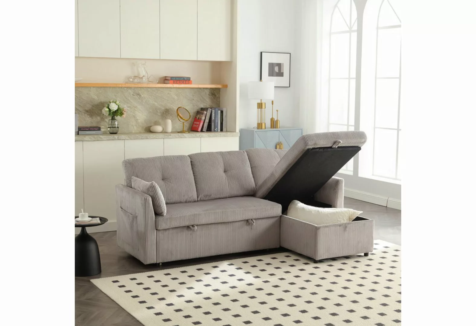 OKWISH Sofa Ecksofa L-förmiges modulares Sofa, mit umkehrbarer Chaiselongue günstig online kaufen