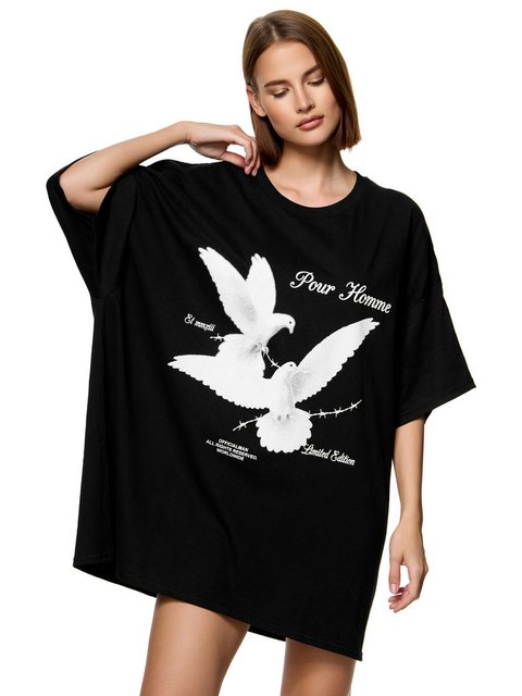 Worldclassca T-Shirt Worldclassca Oversized Print Weiße Tauben T-Shirt lang günstig online kaufen