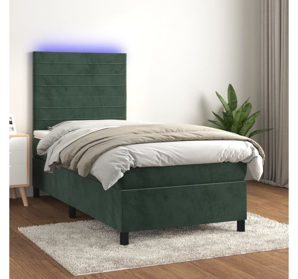 vidaXL Boxspringbett Boxspringbett mit Matratze & LED Samt (90 x 190 cm, Gr günstig online kaufen