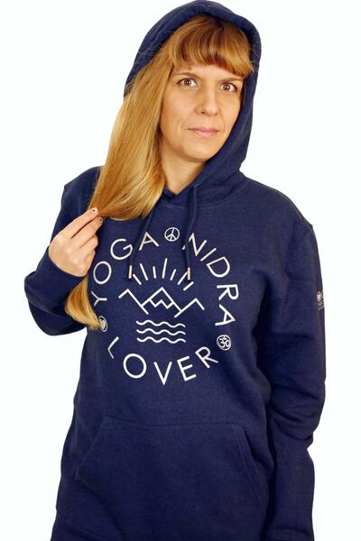 Yogicompany - Damen - Yoga Hoody "Yoga Nidra Lover" Blau/silber günstig online kaufen