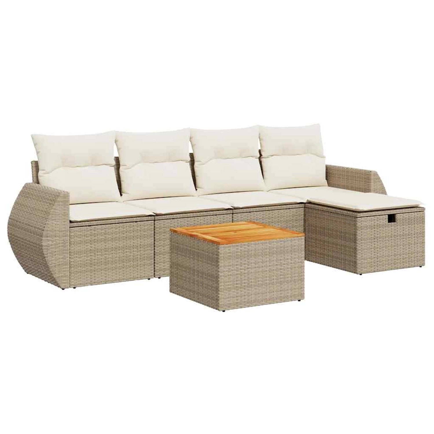 vidaXL 6-Tlg Garten-Sofagarnitur mit Kissen Beige Poly Rattan 3325838 günstig online kaufen