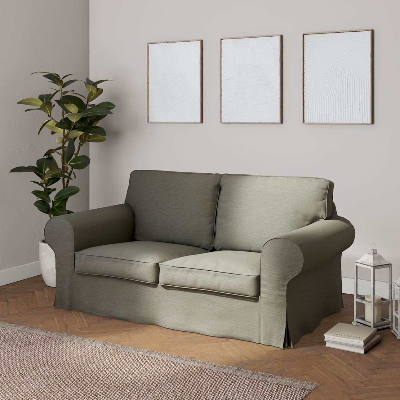 Bezug für Ektorp 2-Sitzer Schlafsofa NEUES Modell, grau-beige, Sofabezug fü günstig online kaufen