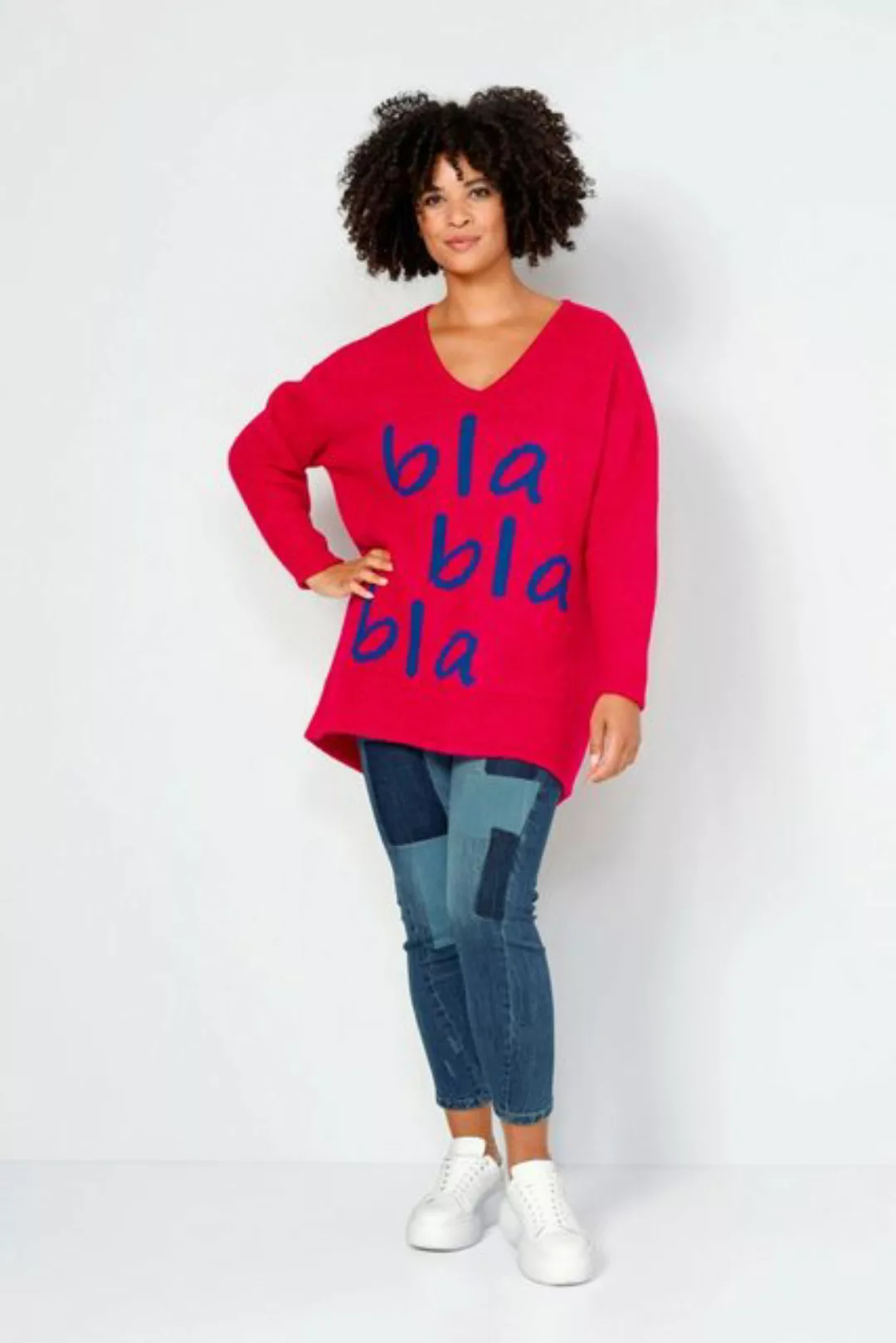 Angel of Style Sweatshirt Pullover oversized Schriftzug V-Ausschnitt Langar günstig online kaufen
