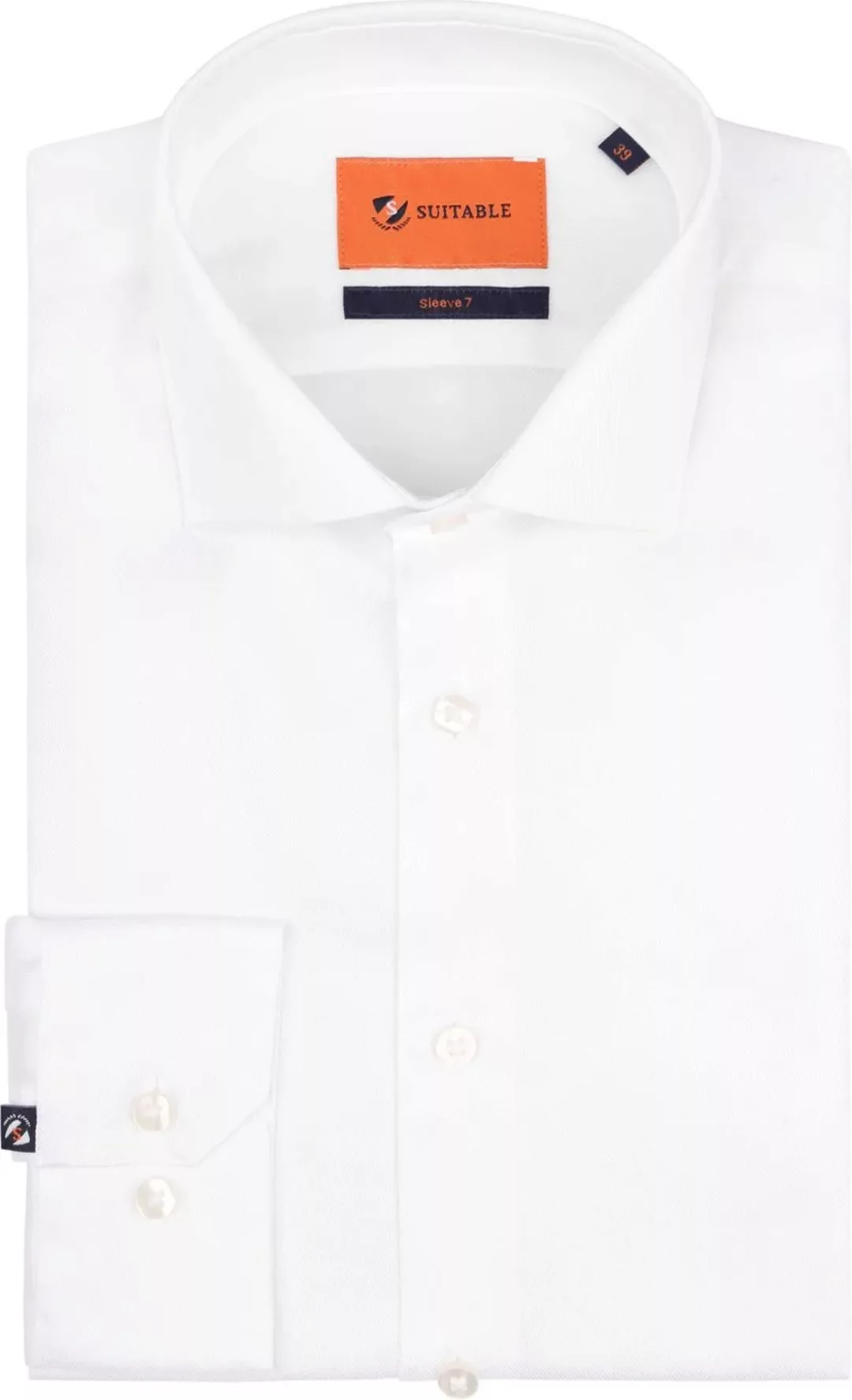 Suitable Hemd Extra Lange Ärmel Twill Weiß - Größe 37 günstig online kaufen
