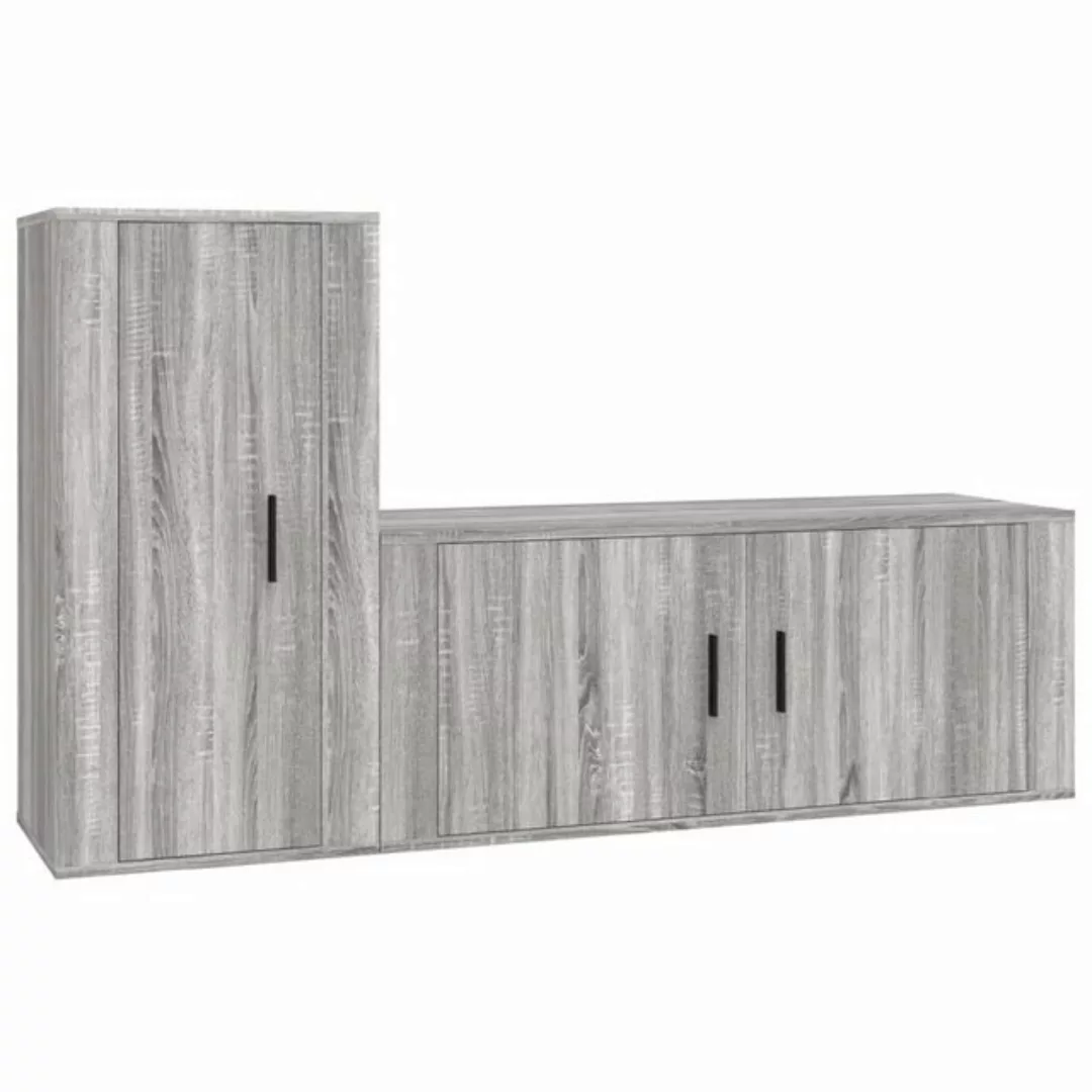 furnicato TV-Schrank 2-tlg. TV-Schrank-Set Grau Sonoma Holzwerkstoff (2-St) günstig online kaufen