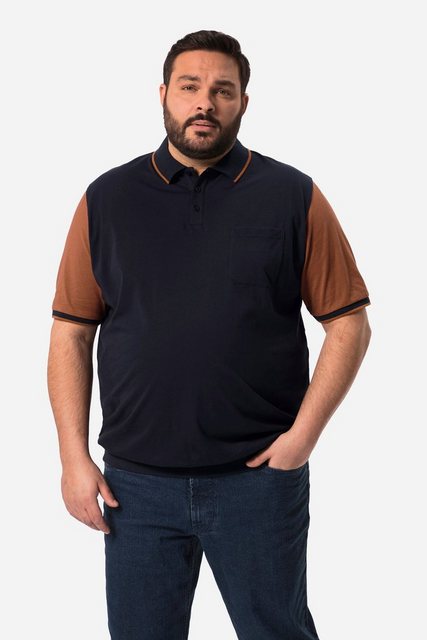 Men Plus Poloshirt Men+ Poloshirt Bauchfit kontrastfarbiger Halbarm günstig online kaufen