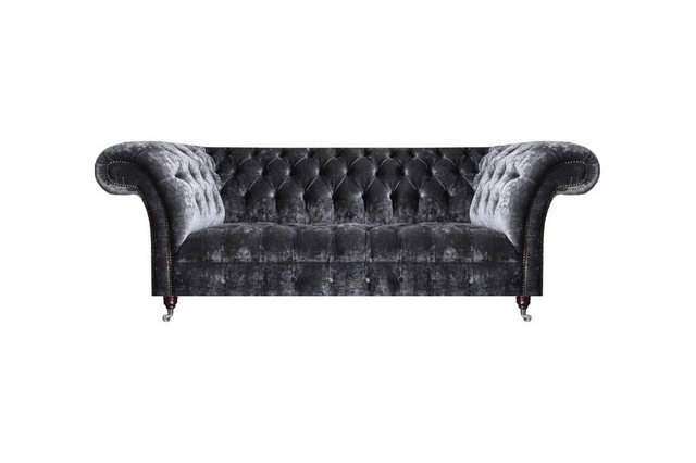 JVmoebel 3-Sitzer Dunkelgraue Chesterfield Wohnzimmer Polstercouch Designer günstig online kaufen