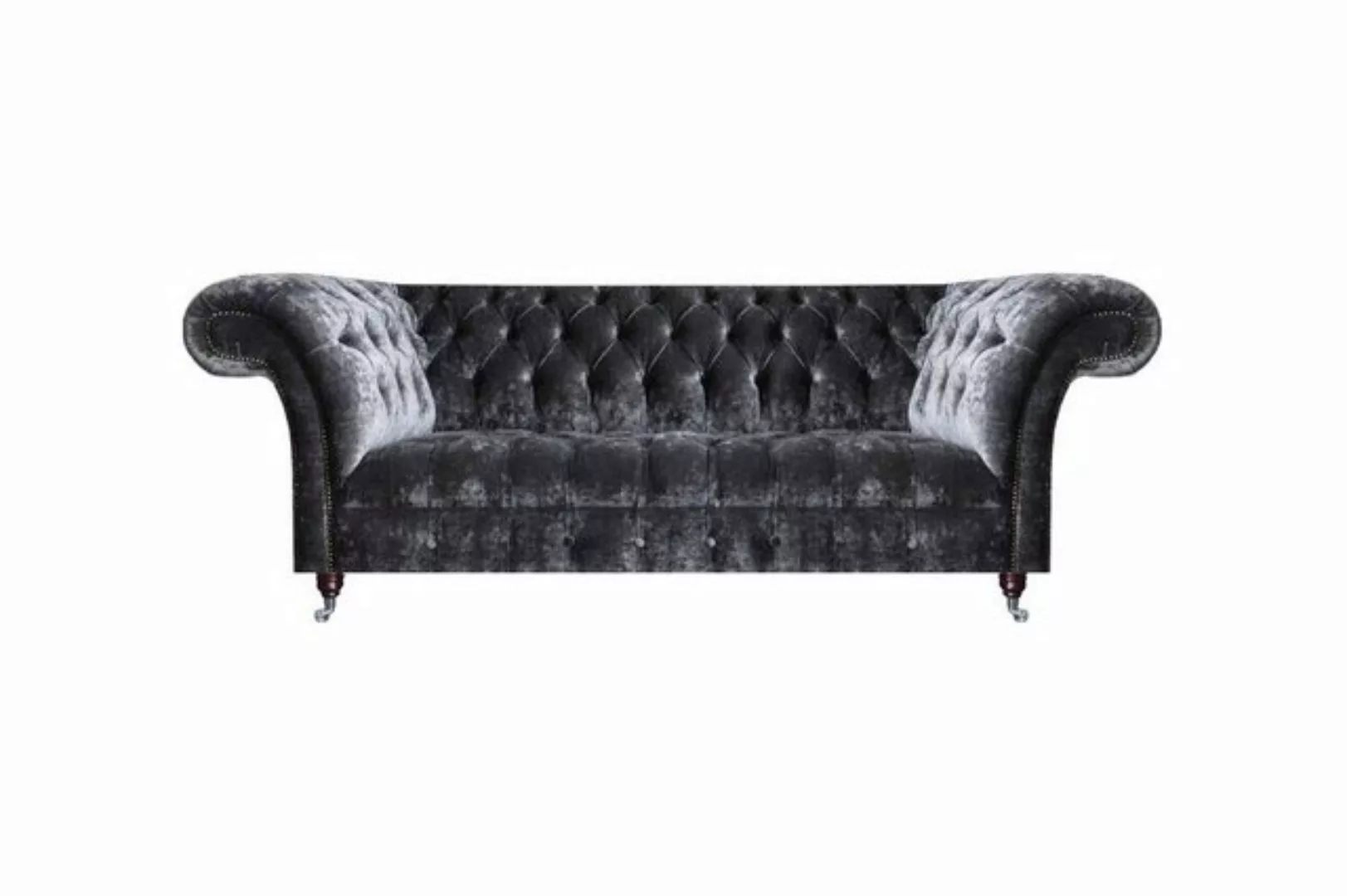 JVmoebel 3-Sitzer Dunkelgraue Chesterfield Wohnzimmer Polstercouch Designer günstig online kaufen