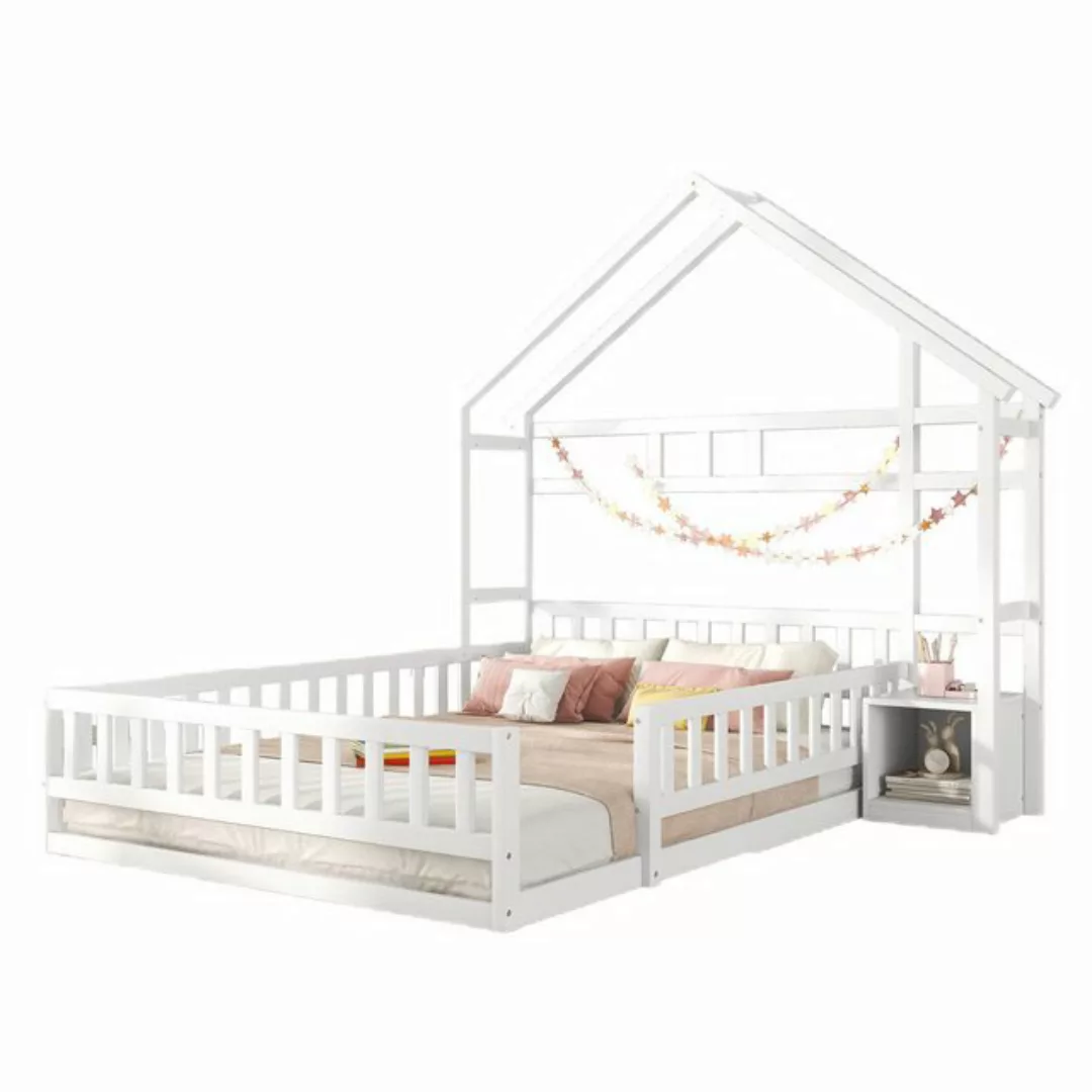 Ulife Kinderbett Hausbett Doppelbett Holzbett Flachbett aus Kiefernholz, Hz günstig online kaufen