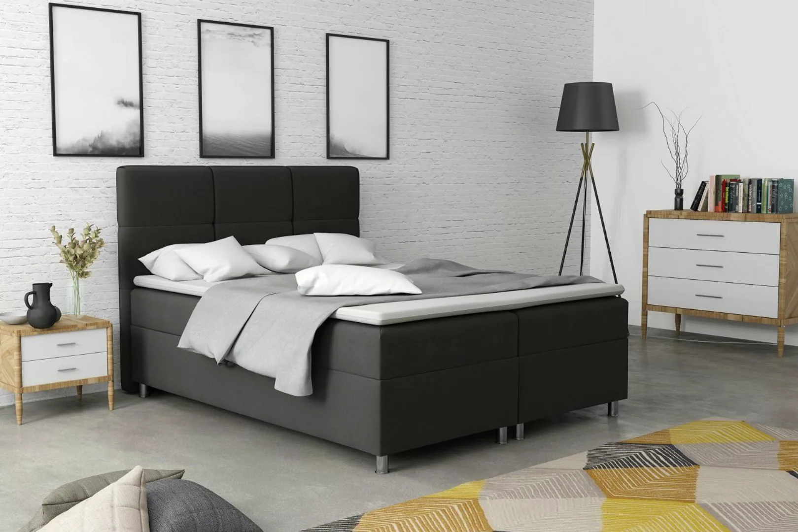 Deine Möbel 24 Boxspringbett SUSAN 140x200 160x200 180x200 in Velour inkl. günstig online kaufen