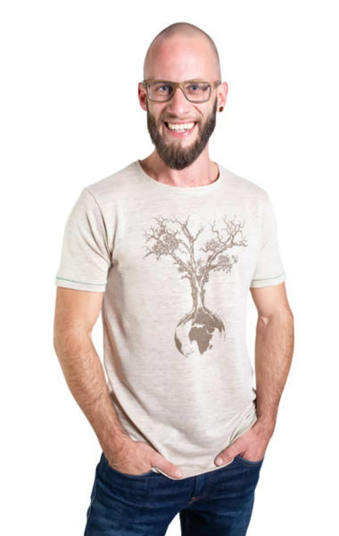 Hanf Shirt Für Herren "Weltenbaum" In Natur günstig online kaufen