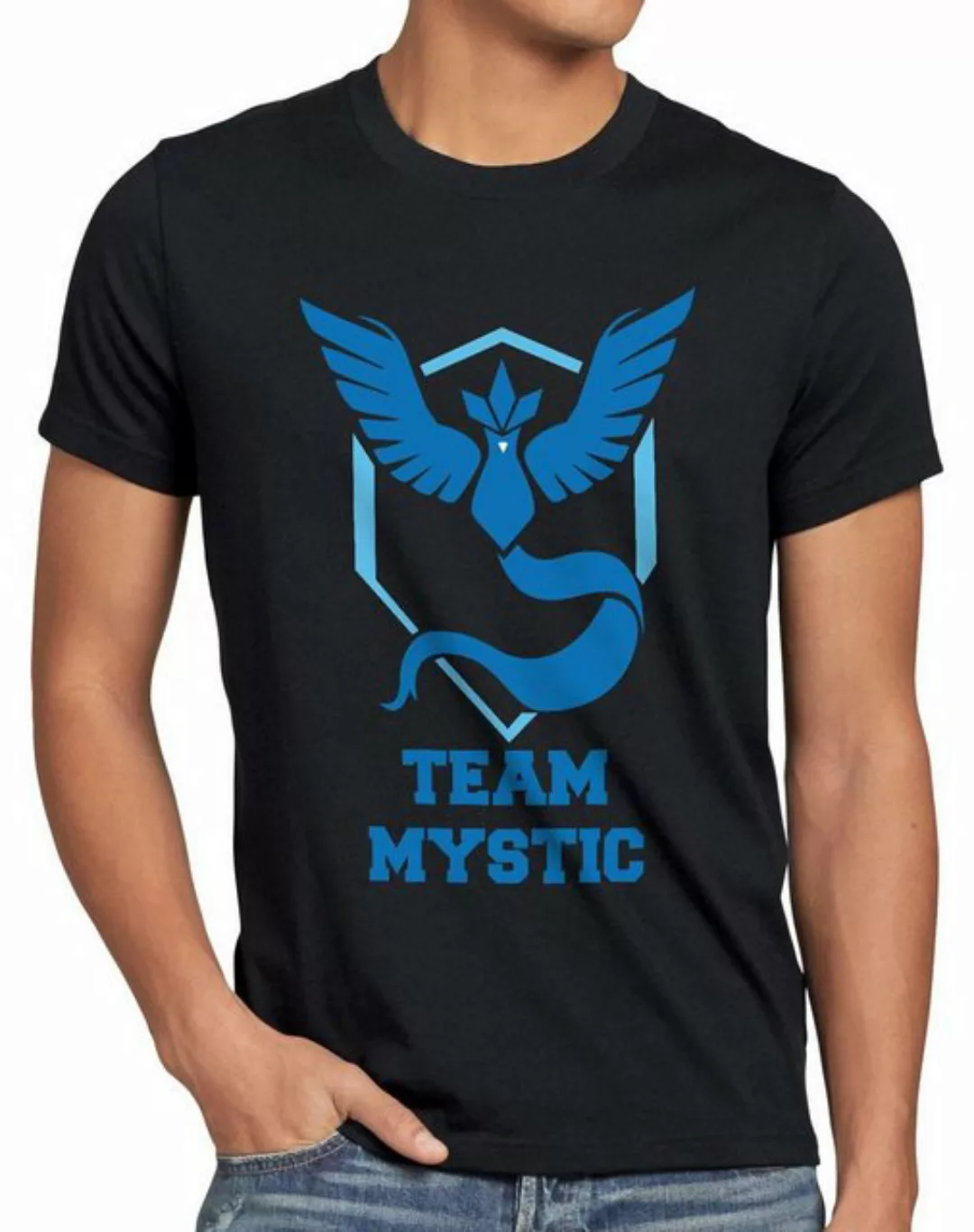 Print-Shirt Herren T-Shirt Team Mystic Team Blau Blue Weisheit kampf pokeba günstig online kaufen