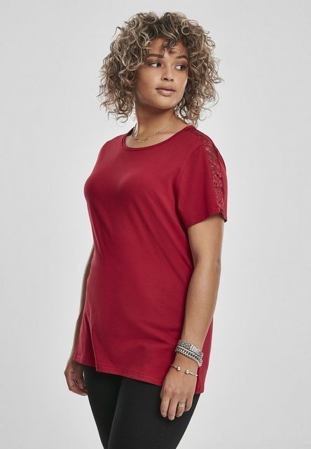 URBAN CLASSICS Kurzarmshirt "Urban Classics Damen Ladies Lace Shoulder Stri günstig online kaufen
