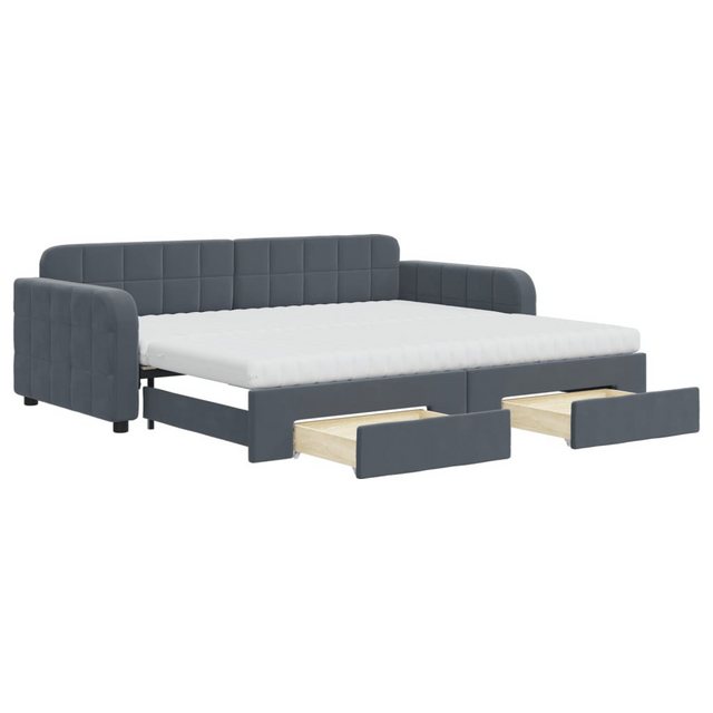 vidaXL Bett, Tagesbett Ausziehbar mit Schubladen Dunkelgrau 90x200 cm Samt günstig online kaufen