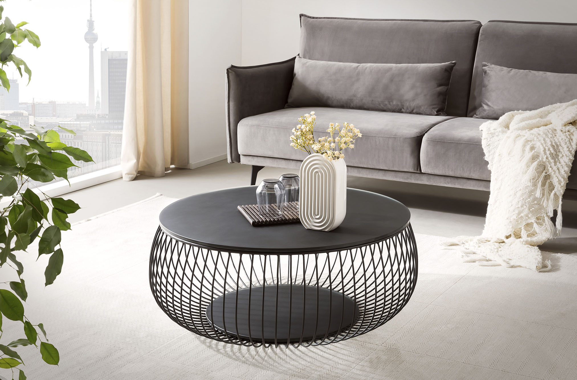 SalesFever Couchtisch, 10 mm starke Klarglasplatte mit Marmordruck günstig online kaufen