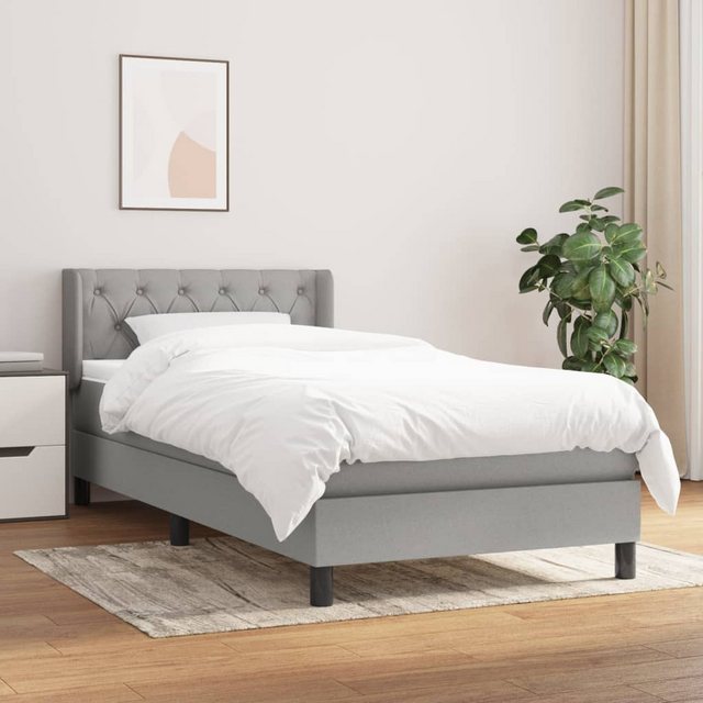 vidaXL Bett Boxspringbett mit Matratze Hellgrau 80x200 cm Stoff günstig online kaufen