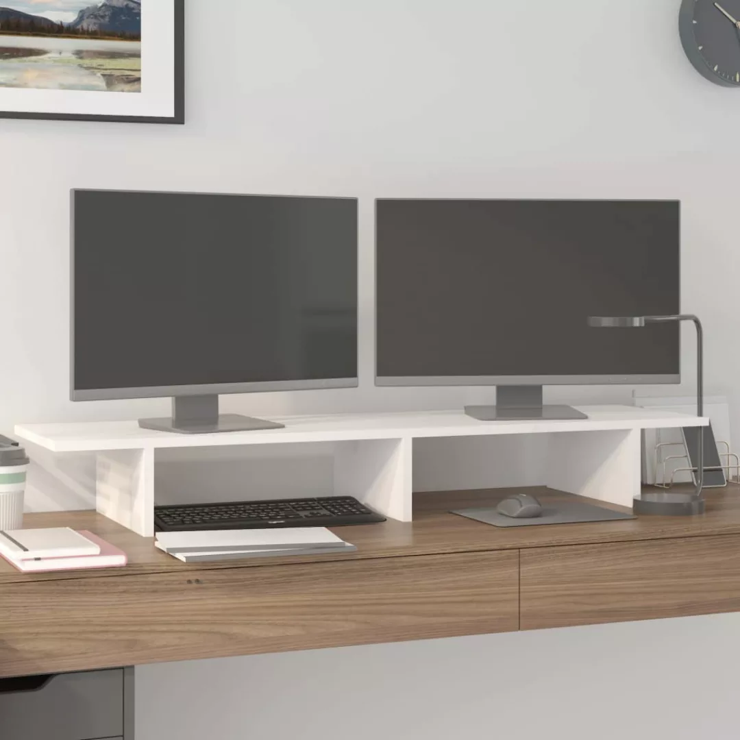 Vidaxl Monitorständer Weiß 100x27x15 Cm Massivholz Kiefer günstig online kaufen