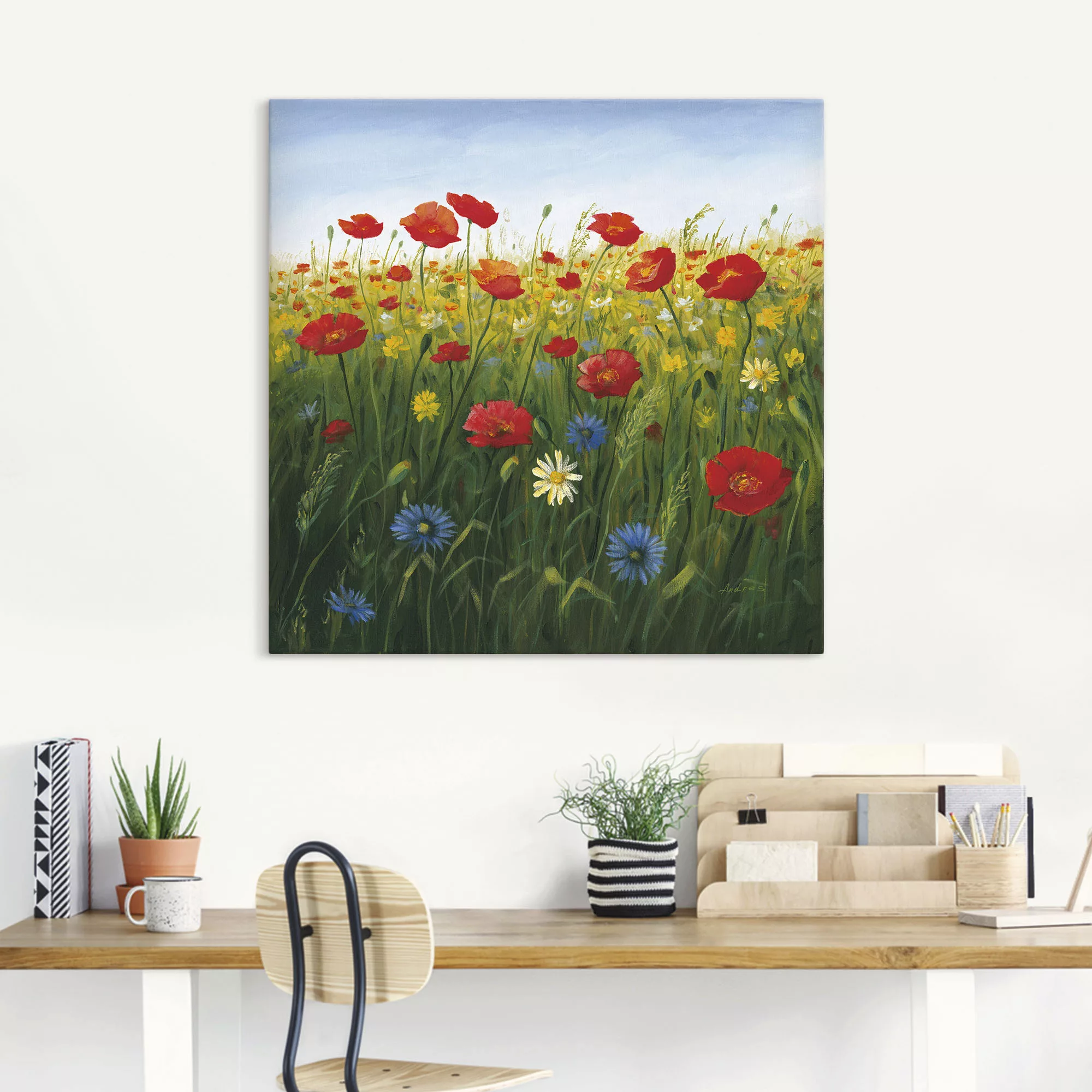 Artland Wandbild "Mohnblumen Landschaft I", Blumenwiese, (1 St.), als Alubi günstig online kaufen