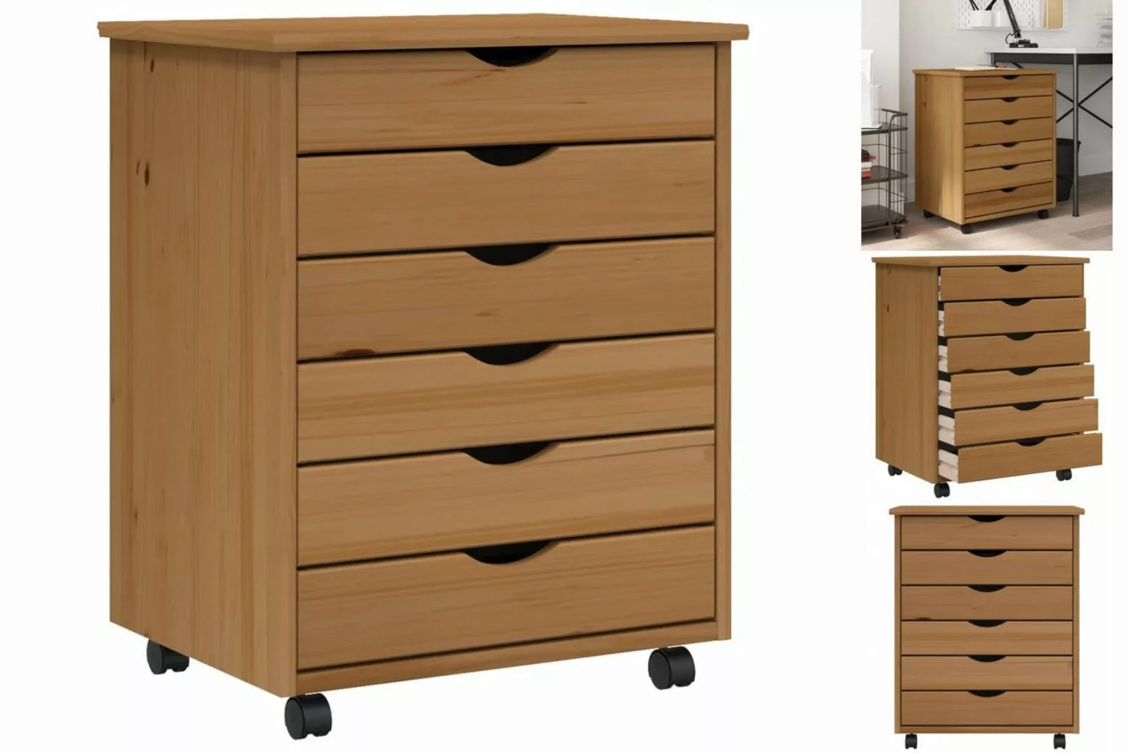 vidaXL Aktenschrank Rollschrank mit Schubladen MOSS Honigbraun Massivholz K günstig online kaufen