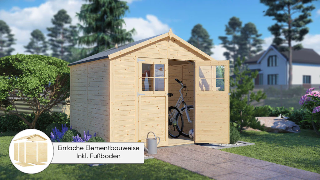 Bertilo Holz-Gartenhaus Osterbek 245 cm x 239 cm Natur FSC® günstig online kaufen