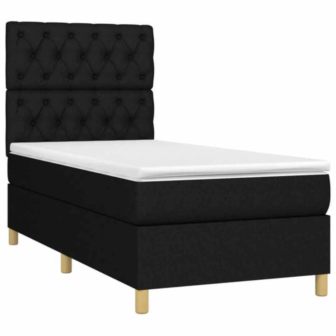 vidaXL Boxspringbett Boxspringbett mit Matratze LED Schwarz 100x200 cm Stof günstig online kaufen