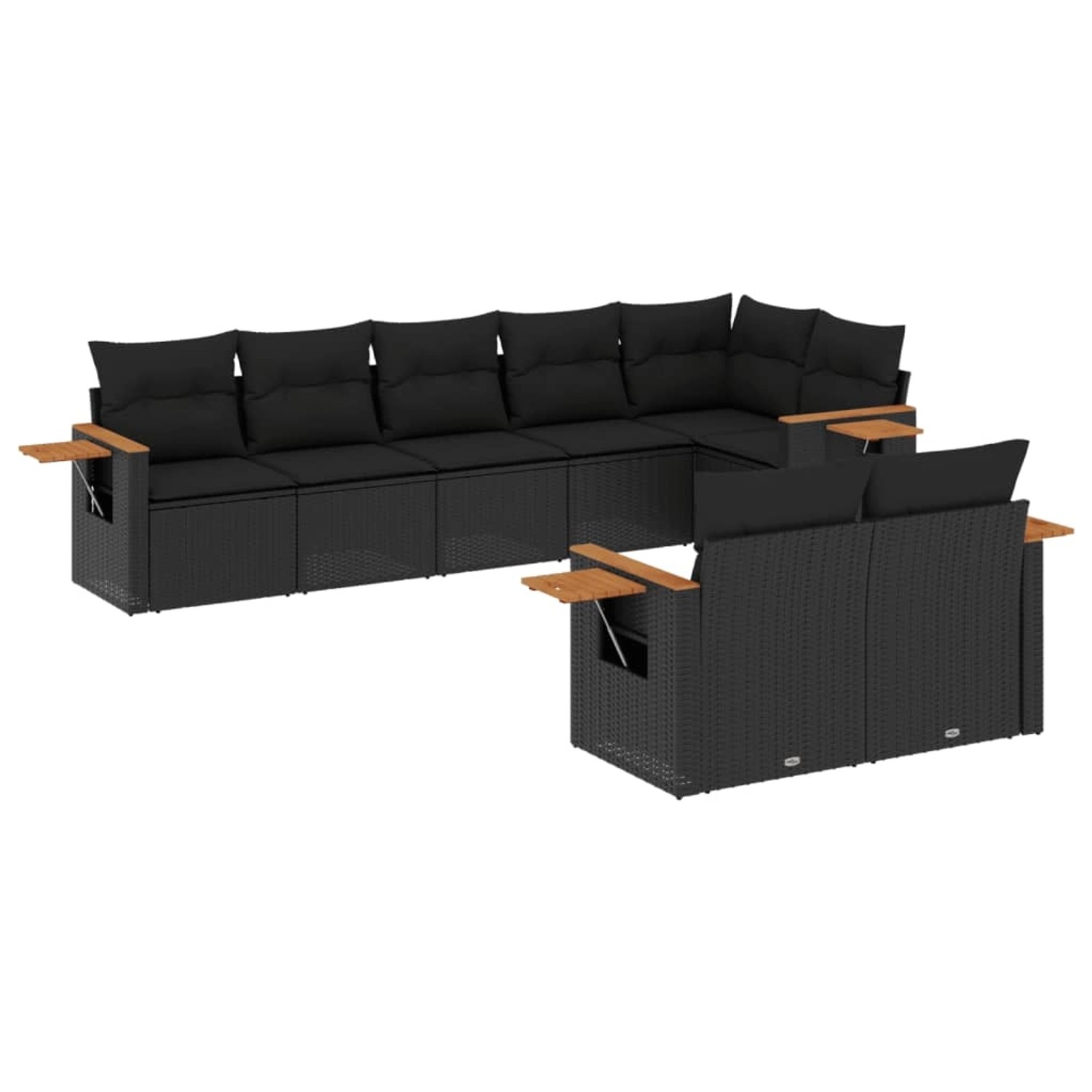 vidaXL 8-tlg Garten-Sofagarnitur mit Kissen Schwarz Poly Rattan Modell 95 günstig online kaufen