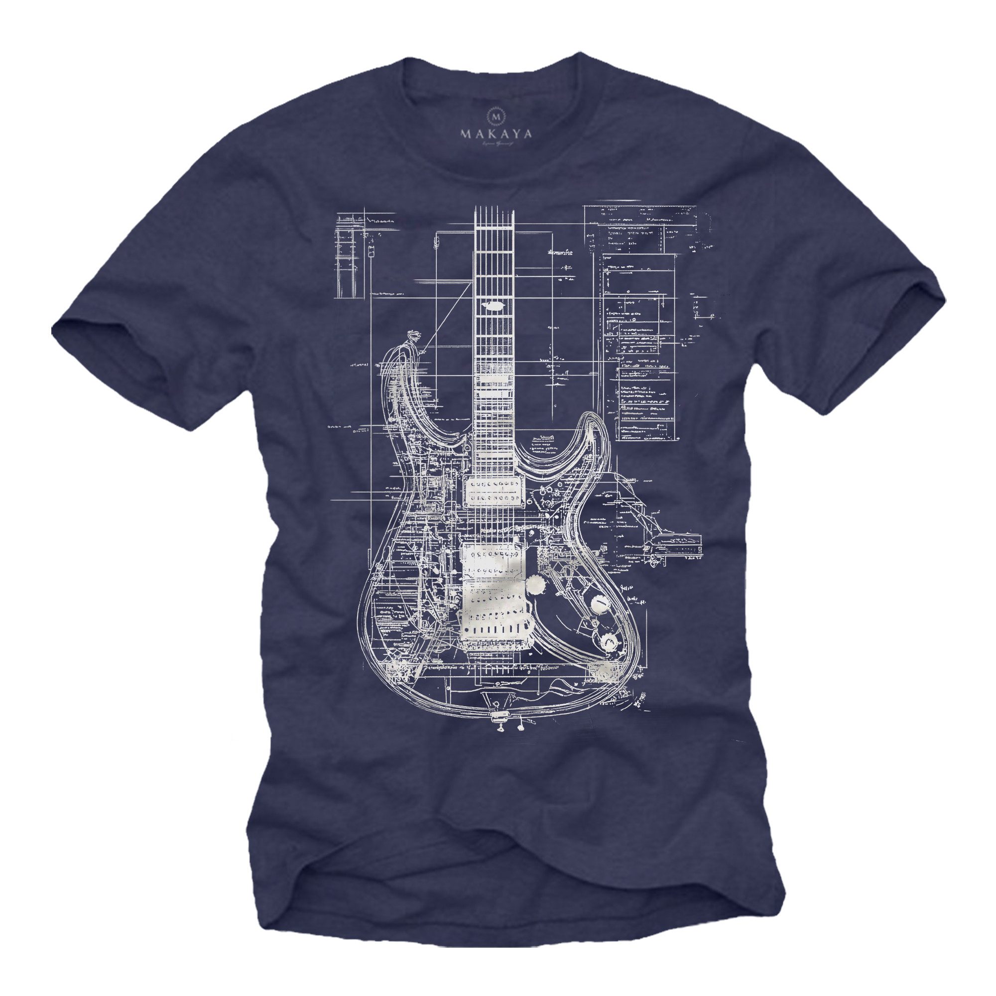 MAKAYA Print-Shirt mit Gitarrenmotiv Herren Musik günstig online kaufen