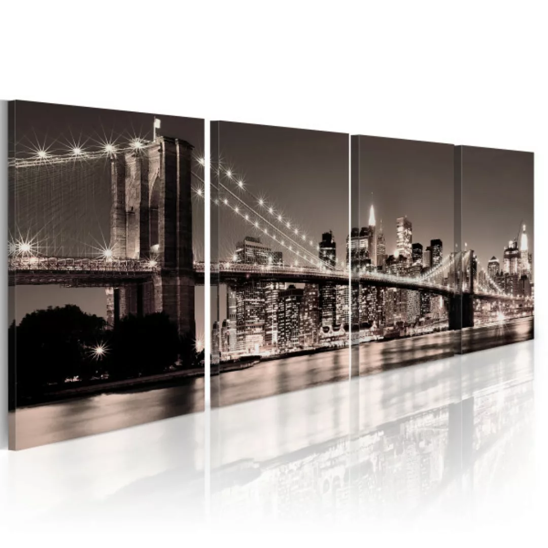 Leinwandbild Brooklyn Bridge in Schwarz und Weiß XXL günstig online kaufen
