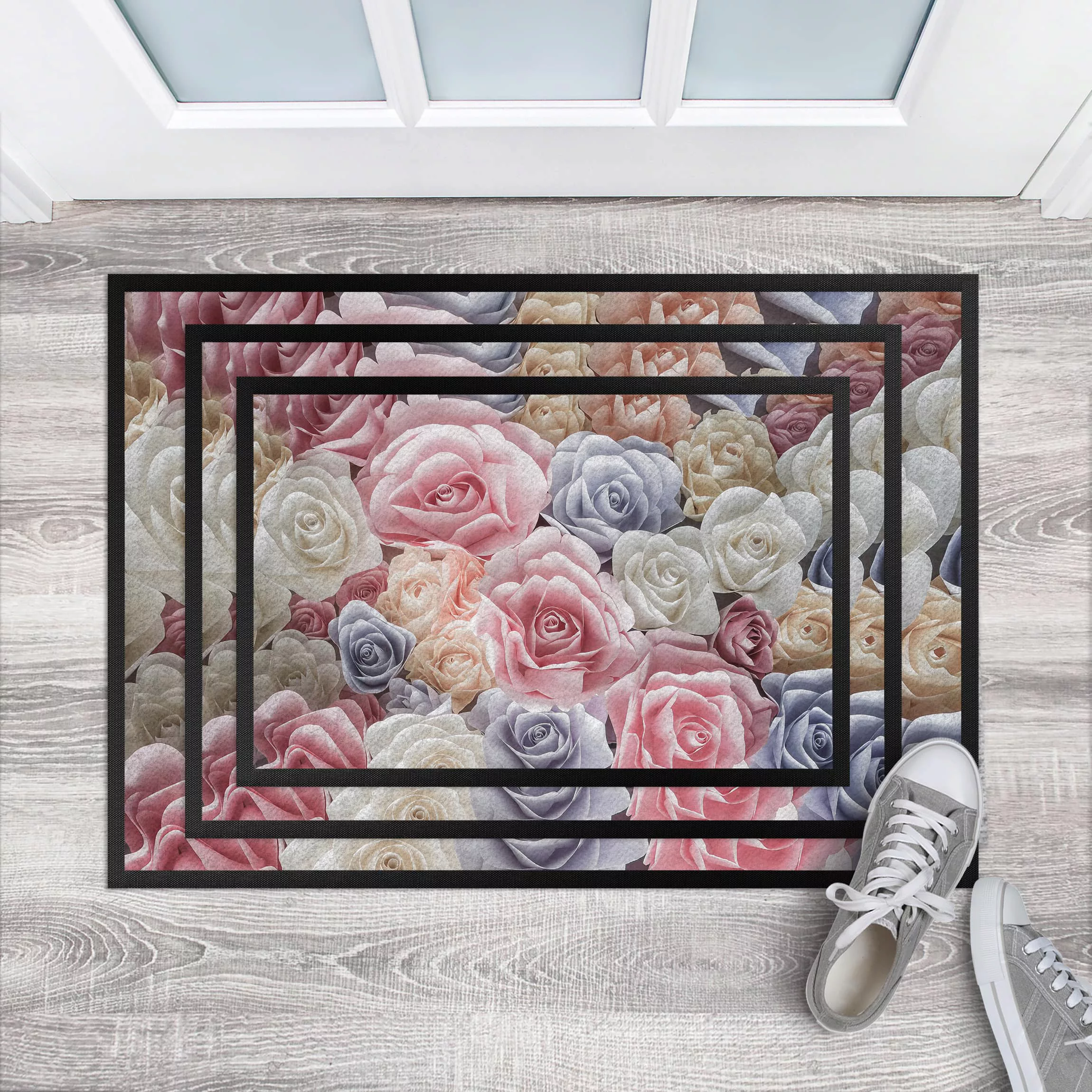 Fußmatte Blumen Pastell Paper Art Rosen günstig online kaufen
