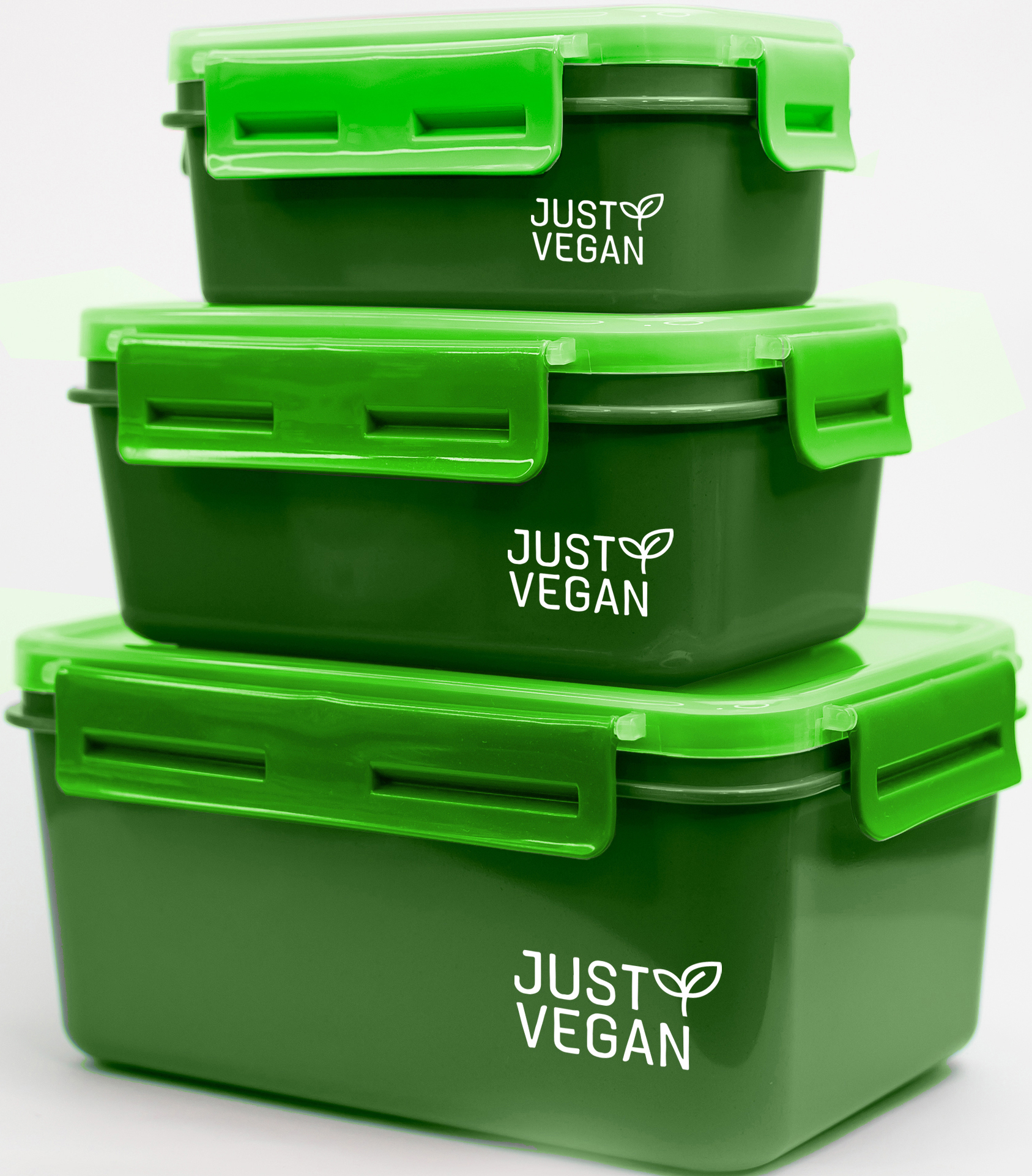 JUST VEGAN Frischhaltedose, (Set, 6 tlg., Set besteht aus drei Größen mit K günstig online kaufen