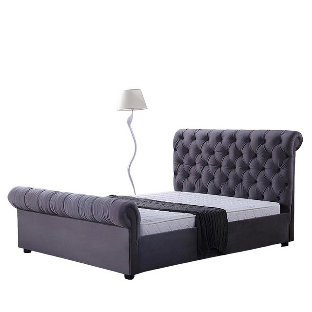 Xlmoebel Bett Neues Samt-Polsterbett im Design Chesterfield-Stil aus Textil günstig online kaufen