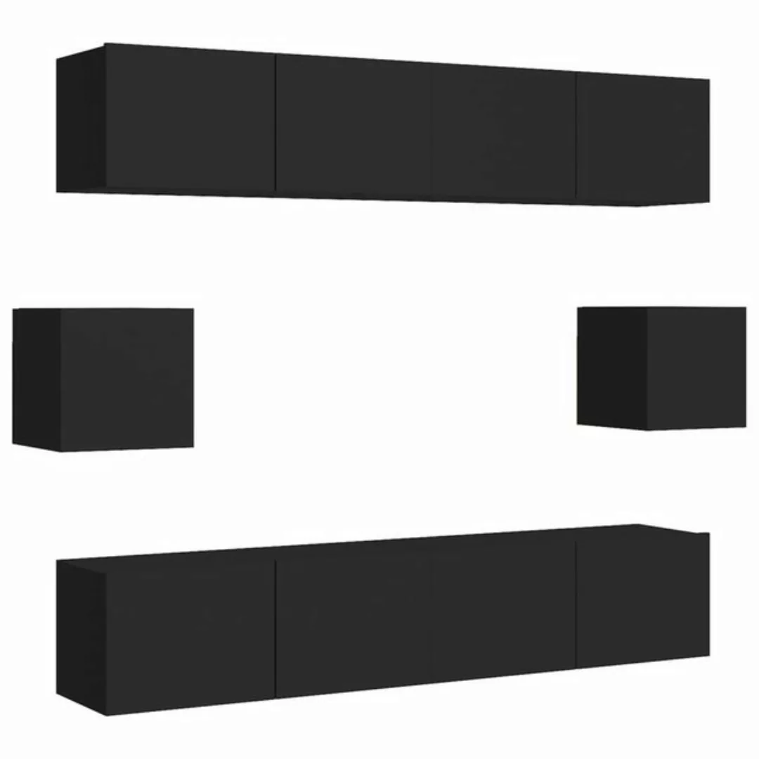 furnicato TV-Schrank 6-tlg. TV-Schrank-Set Schwarz Holzwerkstoff (1-St) günstig online kaufen