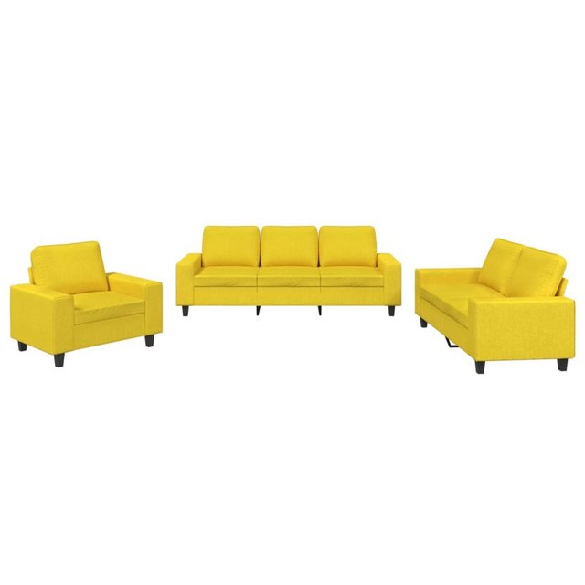 vidaXL Sofa Sofagarnitur Set mit Kissen Stoff, 3-tlg., Gelb günstig online kaufen