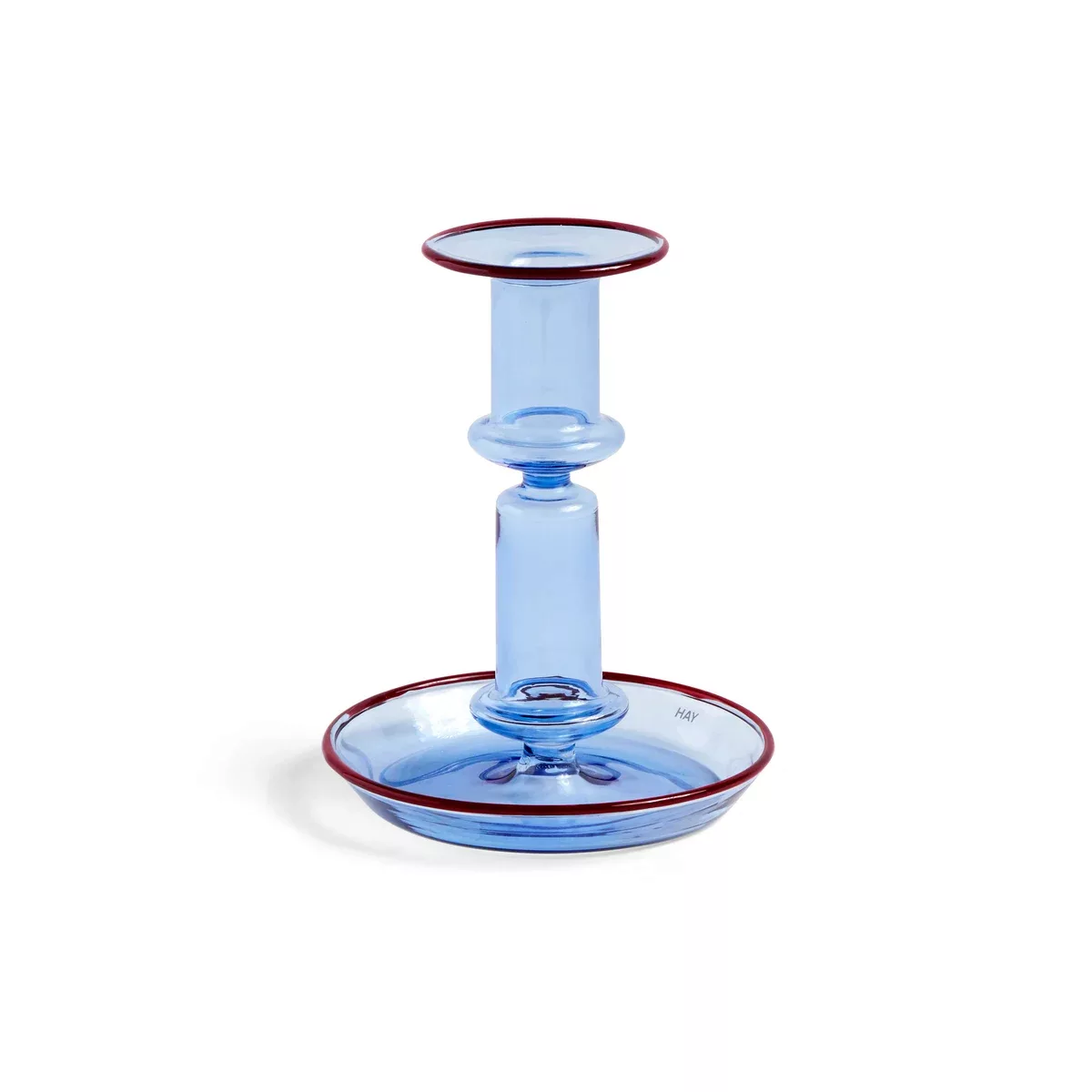 Kerzenleuchter Flare Medium glas blau / H 14 cm - Glas - Hay - Blau günstig online kaufen
