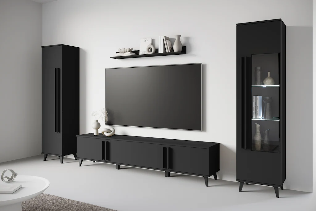 INOSIGN Wohnwand "Helsinki, Modernes Set mit verglaster Vitrine", (Komplett günstig online kaufen