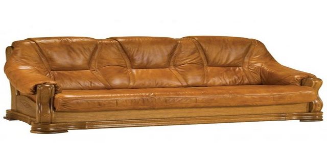 Xlmoebel Sofa Neue Wohnzimmer-Sitzgruppe aus echtem Leder und Holz, bestehe günstig online kaufen