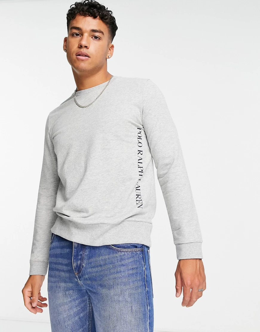 Polo Ralph Lauren – Sweatshirt in Grau mit seitlichem Textlogo günstig online kaufen