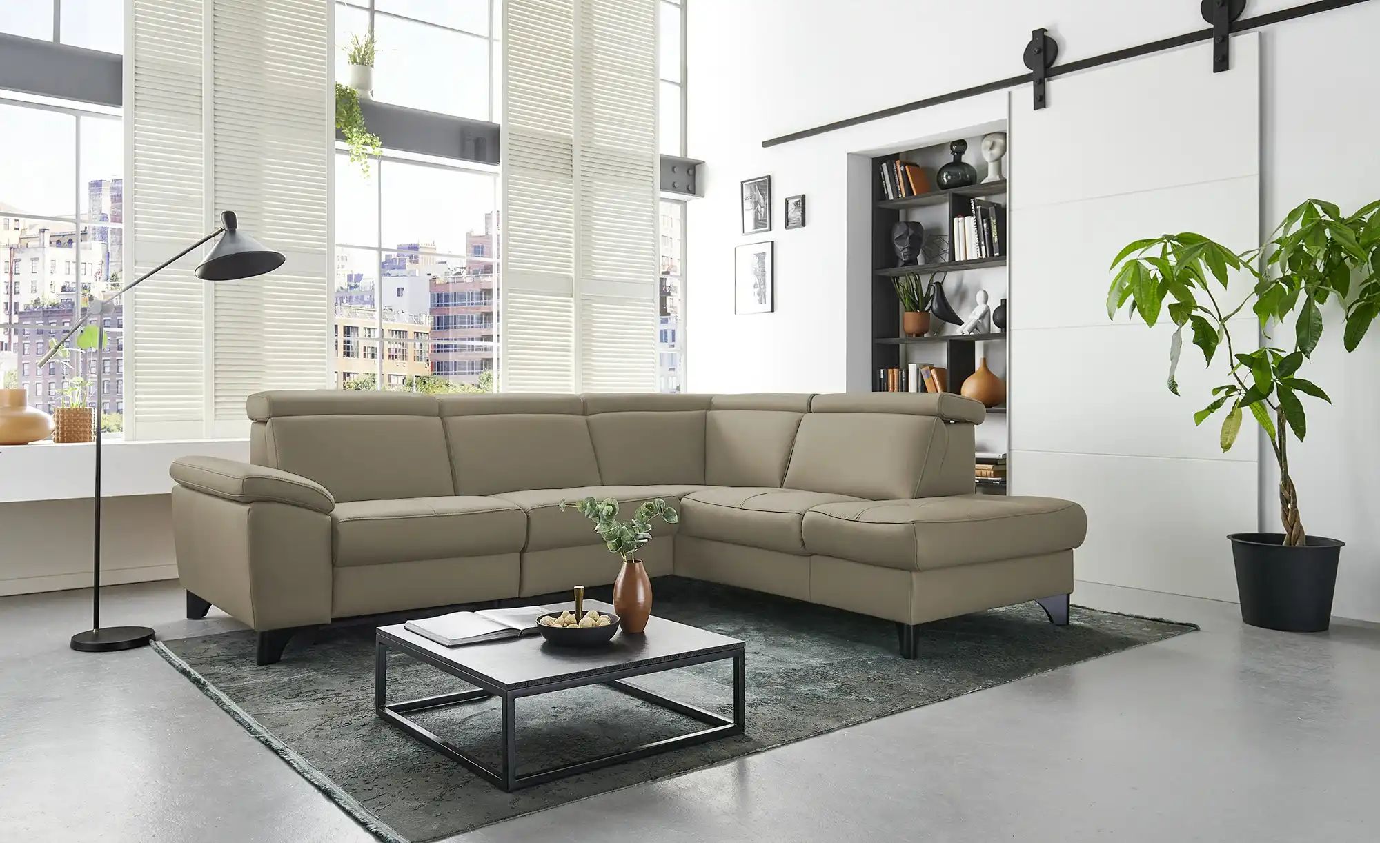 meinSofa Ecksofa Echtleder Linda ¦ beige ¦ Maße (cm): B: 261 H: 98 T: 209 P günstig online kaufen