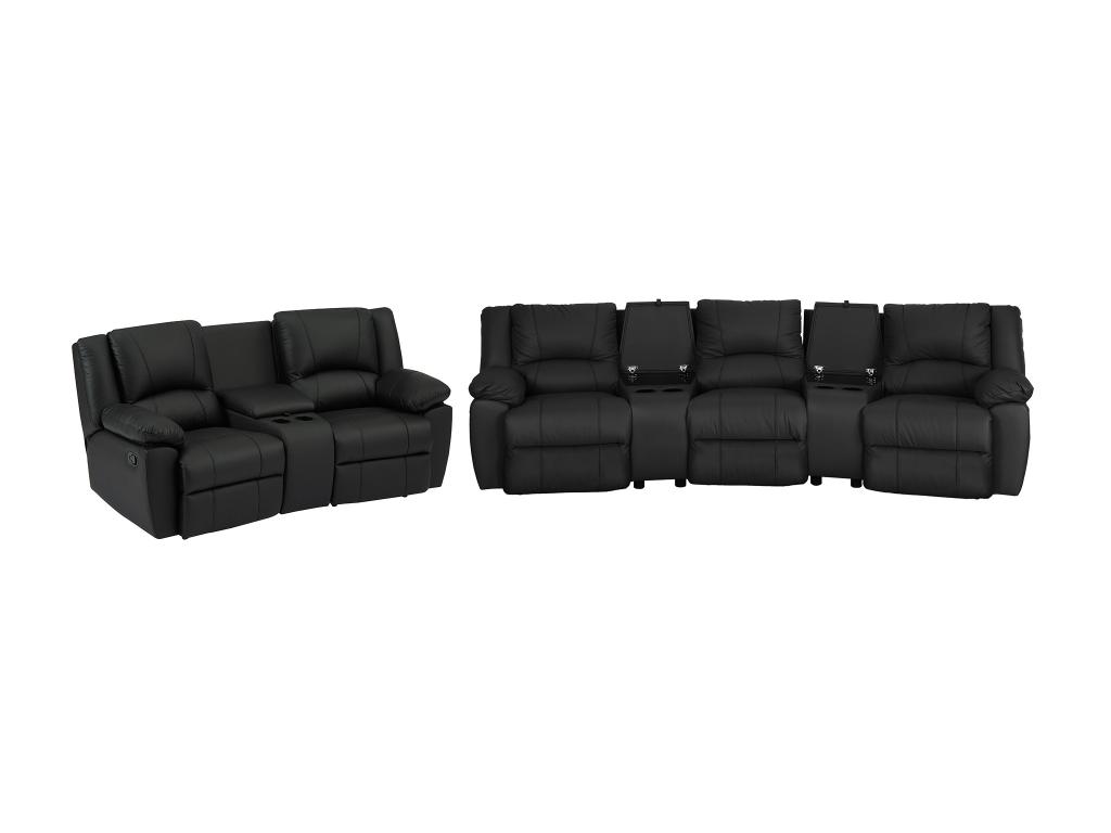 Relaxgarnitur 3- + 2-Sitzer - Rindsleder - Schwarz - AROMA günstig online kaufen