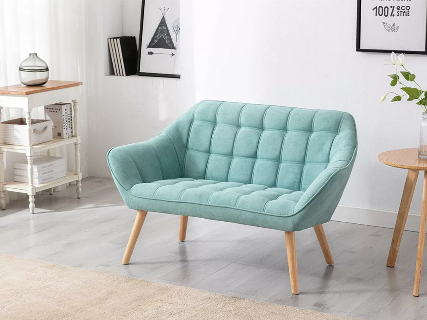 Sofa 2-Sitzer - Stoff - Hellgrün - CASERTA günstig online kaufen
