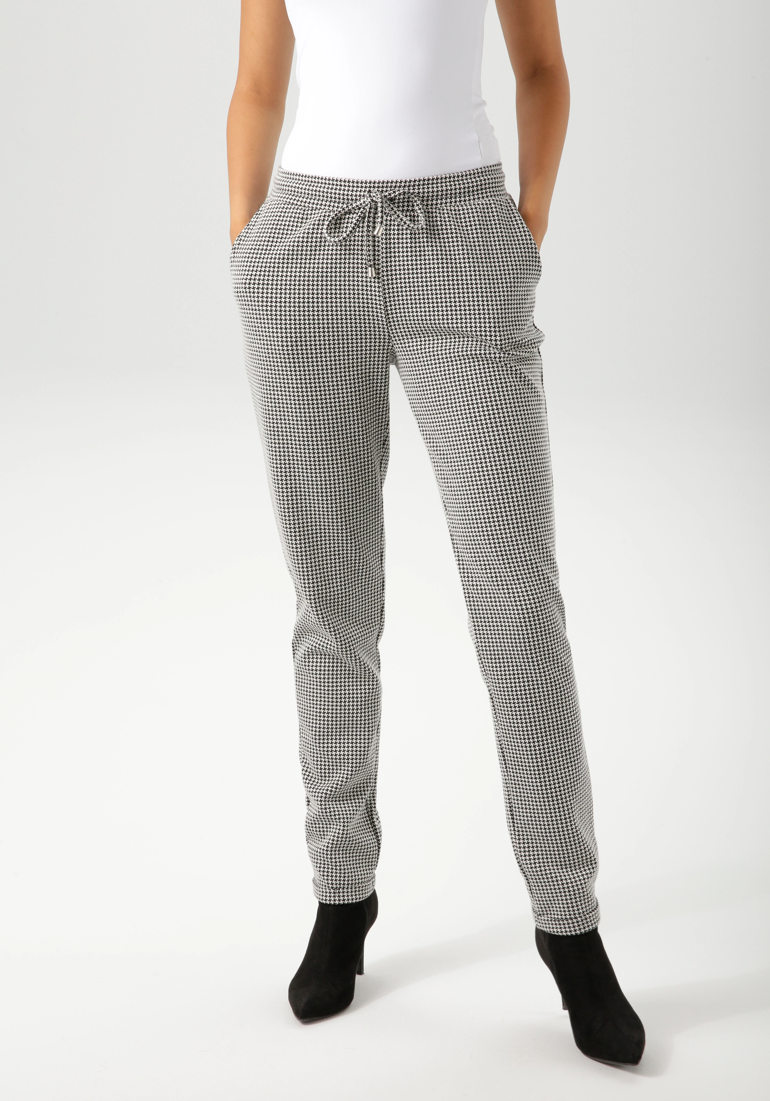 Aniston CASUAL Schlupfhose, mit trendigem Hahnentritt-Muster - NEUE KOLLEKT günstig online kaufen