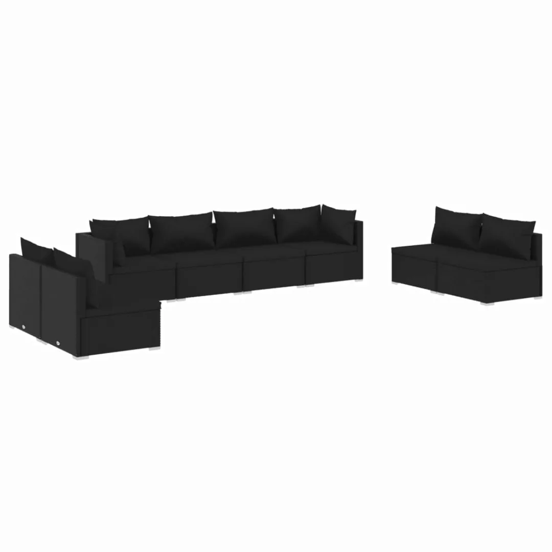 Vidaxl 8-tlg. Garten-lounge-set Mit Kissen Poly Rattan Schwarz günstig online kaufen