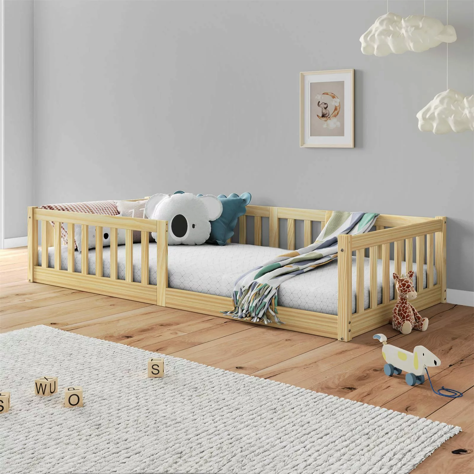 IDIMEX Kinderbett GUSTAVO, Bodenbett mit Rausfallschutz günstig online kaufen